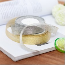 1cm 2cm 2.5cm 4cm Gold Silver Glitter Silk Ribbons