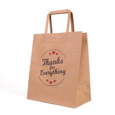 210mm x 270mm x 110mm Brown Kraft Paper Bags With Flat Paper Handle