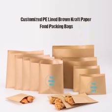 Customized PE Lined Brown Kraft Paper Food Packing Bags