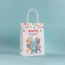 9'' x 9.8'' x 6'' 120g White Kraft Paper Bags Custom CMYK Printing With Your Design 1000pcs