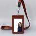 Custom Leather Cards Holder With Different Lanyards Options Vertical Style