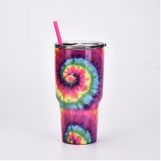 30 OZ Tie Dye Creative Straw Coffee Cups Ice Cups Outdoor