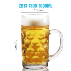 34 OZ 1000ml Glass Beer Cups Whisky Cups