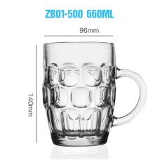 ZB01-500 660ml 22 OZ Glass Beer Cups Whisky Cups