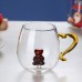 Drinking Glass with Christmas Tree Snowman Elk Figurines