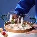 Drinking Glass with Christmas Tree Snowman Elk Figurines