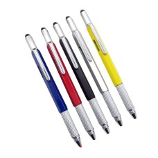 Multi-Function 6 in 1 Ballpoint Pen Tool Pen Scredriver Gradienter Touch Screen Heads With Personalized Logo