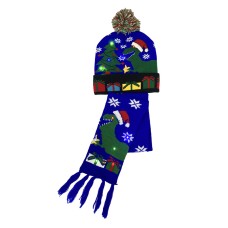 Custom Colorful Luminous Beanies With Scarf For Kids Christmas Gifts