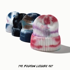 Unisex Fashion Tie Dyed Print Hats Knitted Wool Hat