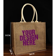 14.2''X12.2''X8'' Jute Bags With Cotton Handle