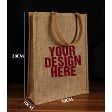 11.8''X15''X4'' Jute Bags With Cotton Handle Vertical Styles