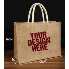 13''X10.2''X5.5'' Jute Bags With Cotton Handle