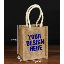 5.5''X6.7''X4'' Jute Bags With Cotton Handle