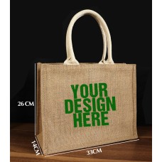 13''X10.2''X5.5'' Jute Bags With Cotton Handle