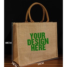 13''X15.8''X5.5'' Jute Bags With Cotton Handle