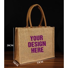 13''X10.2''X4'' Jute Bags With Cotton Handle